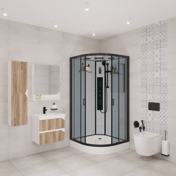 Душевая кабина Niagara с гидромассажем Premium 900*900*2100 стекло прозрачное, профиль черный (NG-6901-01G BLACK)