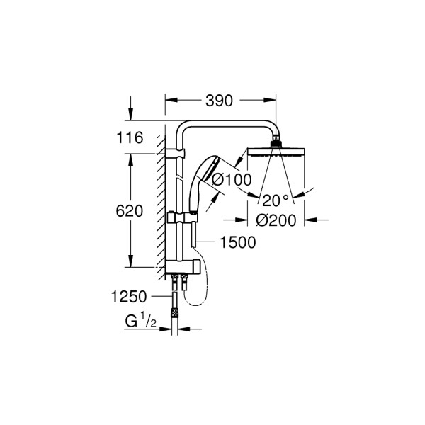 Душевой гарнитур Grohe New Tempesta System хром (27389002)