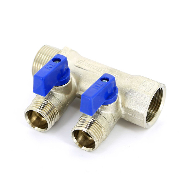 Коллектор с шаровыми кранами Tiemme NINO 2 выхода 1*1/2"(16) (никель) (1820010) Коллектор с шаровыми кранами Tiemme NINO 2 выхода 1*1/2"(16) (никель) (1820010)
