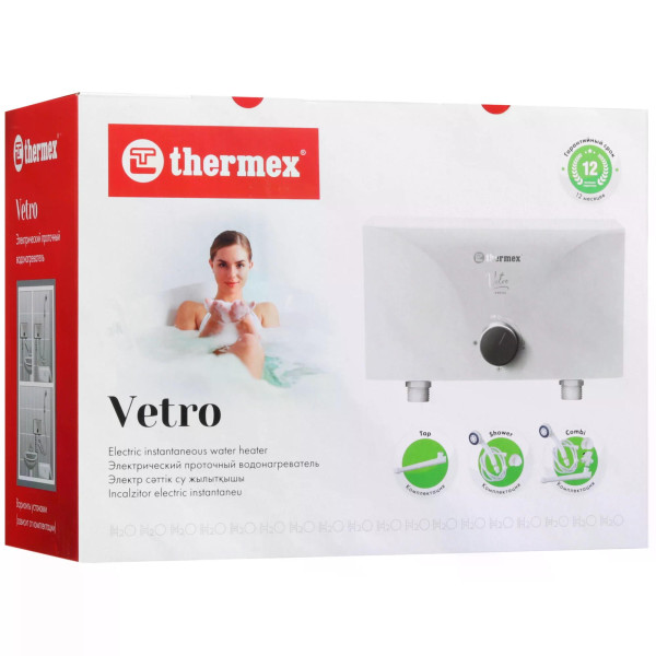 Водонагреватель проточный Thermex Vetro 3500 combi белый (211067) Водонагреватель проточный Thermex Vetro 3500 combi белый (211067)