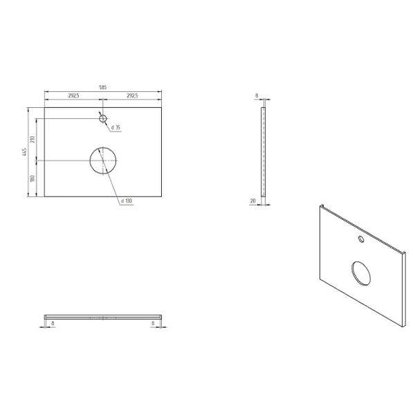 Столешница Cersanit Stone Balance 60x45x2 серый матовый (64185)