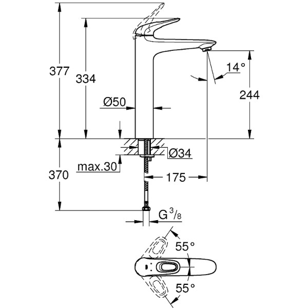 Смеситель для раковины Grohe Eurostyle хром (23570003)