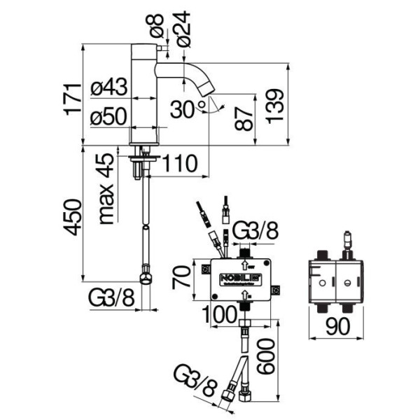 Смеситель для раковины Nobili Live хром (IRLV00118/3CR)