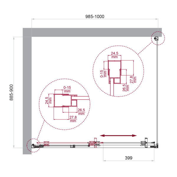 Душевой уголок BelBagno Luce 100x90x195 стекло прозрачное, профиль хром (LUCE-AH-1-100/90-C-Cr)