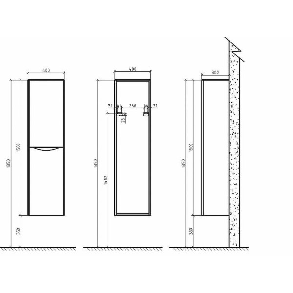 Пенал подвесной BelBagno Ancona-N Rovere Bianco (ANCONA-N-150-2A-SC-WO-L)