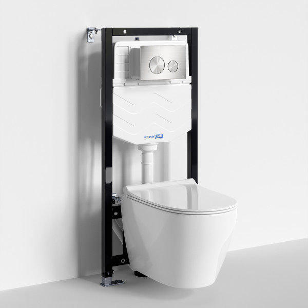 Комплект инсталляция с унитазом WasserKRAFT Alle с клавишей смыва никель c сиденьем дюропласт (10TLT.010.ME.BN02.H002)