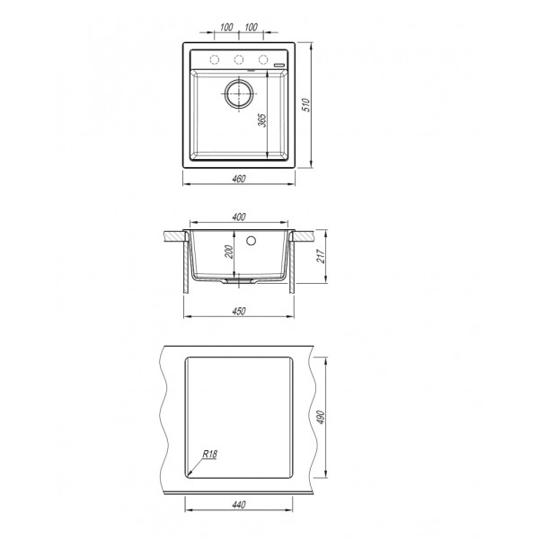 Мойка для кухни Abber Quarz 51x46x21,7 черная (AQ2901B) Мойка для кухни Abber Quarz 51x46x21,7 черная (AQ2901B)
