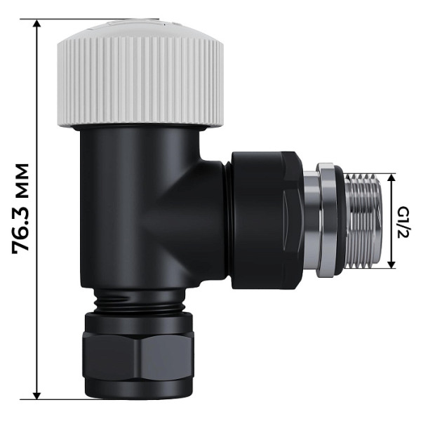 Комплект термостатический угловой 1/2"х15 мм Royal Thermo Design Pro М30х1,5 (Черный) (RATVXU11215BL) Комплект термостатический угловой 1/2"х15 мм Royal Thermo Design Pro М30х1,5 (Черный) (RATVXU11215BL)