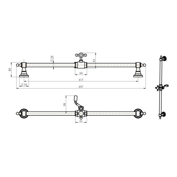Душевая стойка Boheme Brilante 69,7 см хром (418)