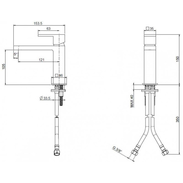 Смеситель для раковины Cezares Unika (UNIKA-LSM1-03/24-W0)