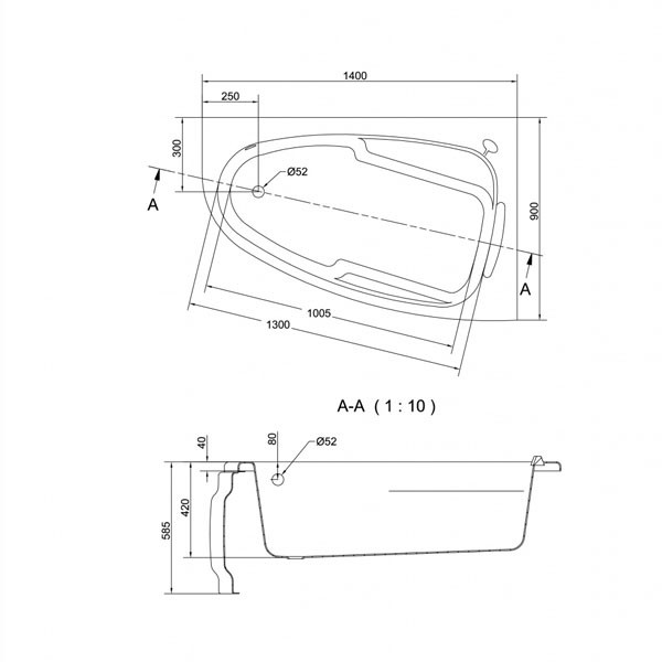 Ванна акриловая Cersanit Joanna 140х90 R ультра белый (WA-JOANNA*140-R-W)