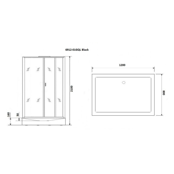 Душевая кабина Niagara с гидромассажем Premium 1200*800*2100 стекло прозрачное, профиль черный (NG-6912-01GQL BLACK)