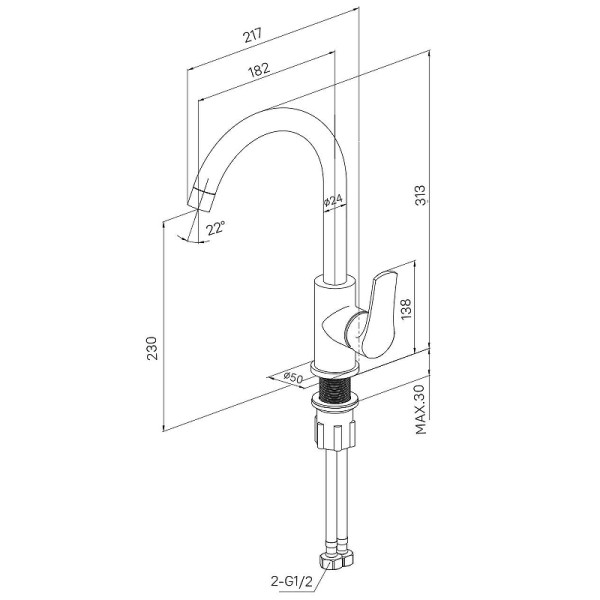Смеситель для кухни Milardo Meal сатин (M01BNJ0M05)