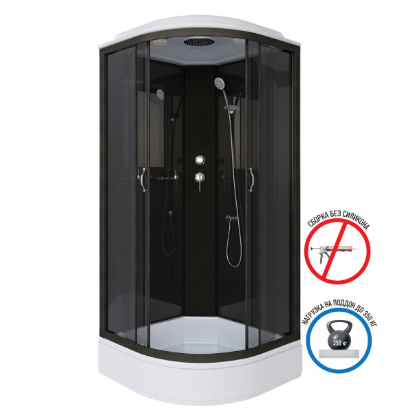 Душевая кабина Classic 90x90 стекло тонированное, профиль черный (NG-6501-14) Душевая кабина Classic 90x90 стекло тонированное, профиль черный (NG-6501-14)