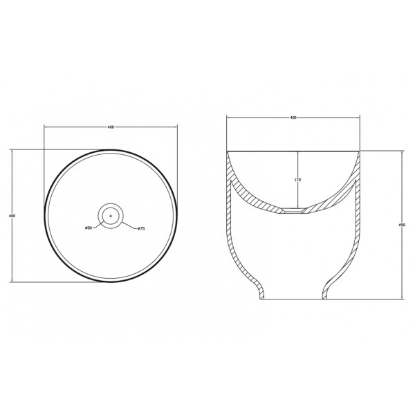 Раковина накладная Abber Stein 400x400 белый матовый (AS2618) Раковина накладная Abber Stein 400x400 белый матовый (AS2618)