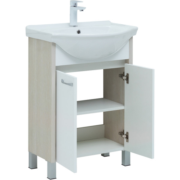 Тумба напольная Aquanet Донна 60 белый дуб/белый (2 дверцы) (00273996) Тумба напольная Aquanet Донна 60 белый дуб/белый (2 дверцы) (00273996)