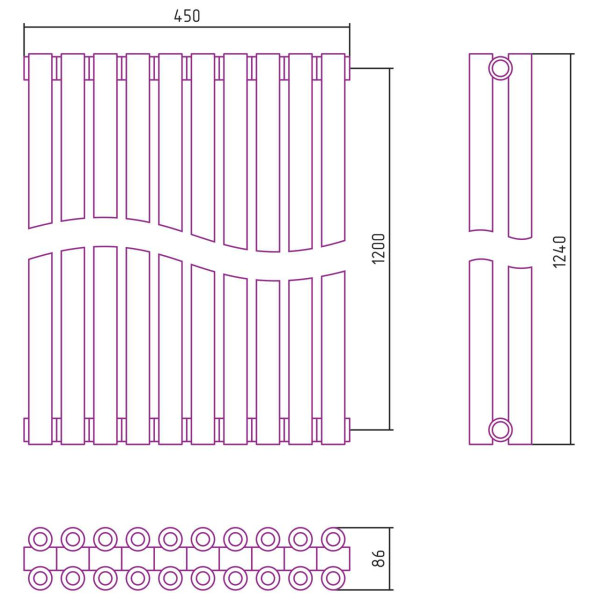Дизайн-радиатор Сунержа Эстет-00 1200*450 10 секций хром (00-0332-1210) Дизайн-радиатор Сунержа Эстет-00 1200*450 10 секций хром (00-0332-1210)