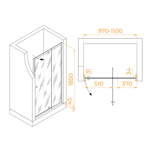 Душевая дверь RGW Passage 100x185 стекло прозрачное, профиль черный (41080200-14) Душевая дверь RGW Passage 100x185 стекло прозрачное, профиль черный (41080200-14)
