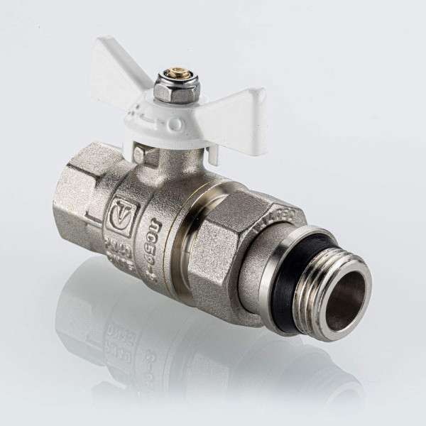 Кран 3/4" шаровый со сгоном Valtec Base-ГОСТ (белая бабочка, o-ring) VT.227S.NRW.05