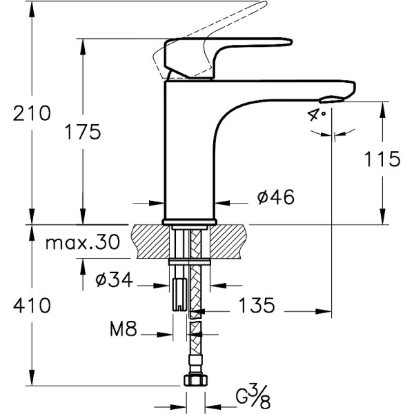 Смеситель для раковины Vitra Root Round хром (A42706EXP)