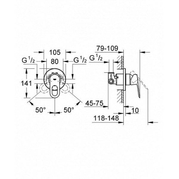 Встраиваемый комплект для биде Grohe Bauloop (124896)