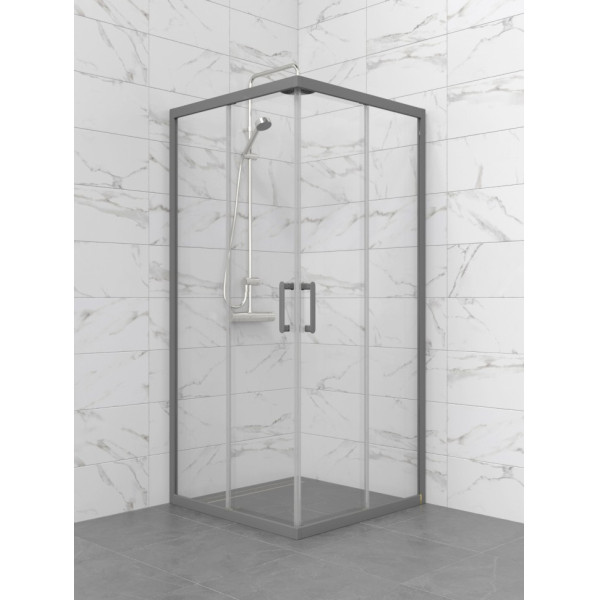 Душевой уголок Triton Фикс-графит 90x90  стекло прозрачное, профиль графит (DK464)