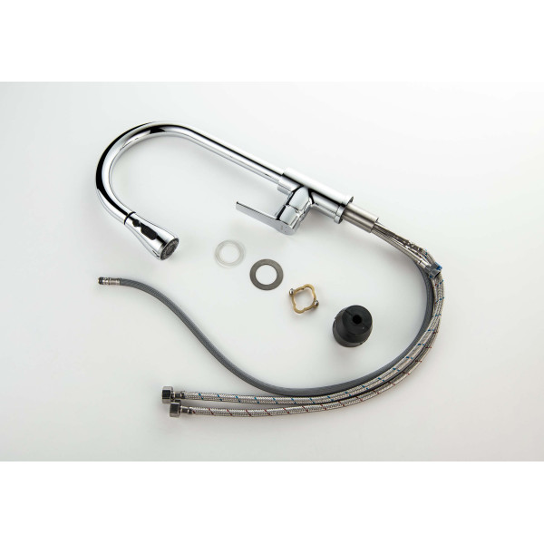 Смеситель для кухни Aquatek Лугано с вытяжным изливом хром (AQ1784CR)