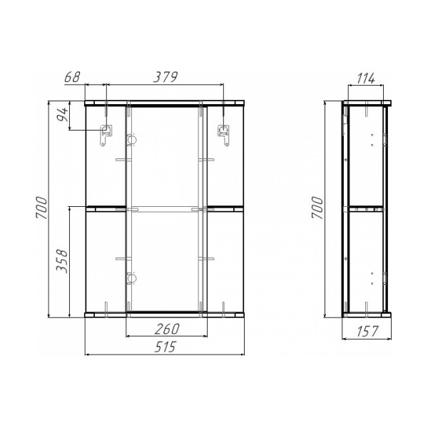 Шкаф зеркальный Домино Норма 2-50 левый (DA1607HZ) Шкаф зеркальный Домино Норма 2-50 левый (DA1607HZ)