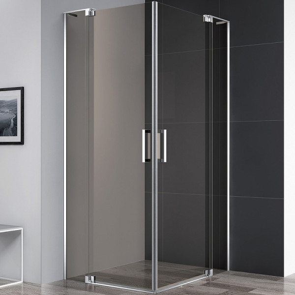 Душевой уголок Cezares Slider 80x90x195 стекло бронза, профиль хром (SLIDER-AH-2-80/90-90/100-BR-Cr)