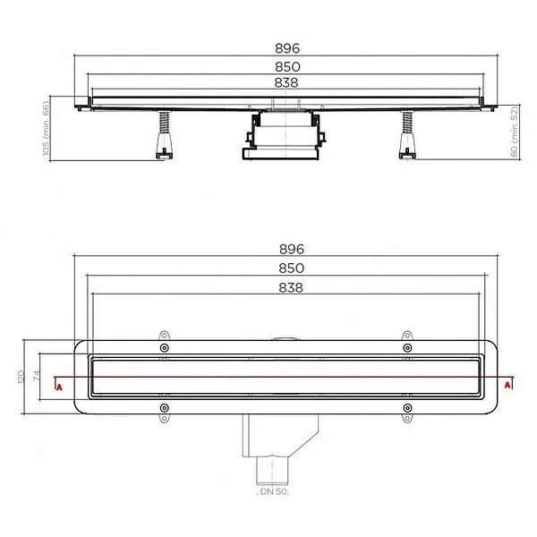 Душевой лоток Pestan Bettoserb Line 850 хром (13702512) Душевой лоток Pestan Bettoserb Line 850 хром (13702512)