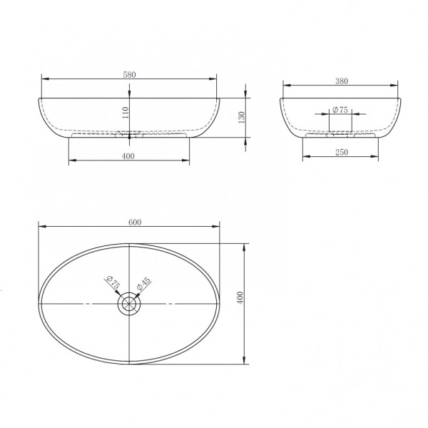 Раковина накладная Abber Kristall 600x400 бирюзовый (AT2801Aquamarin)