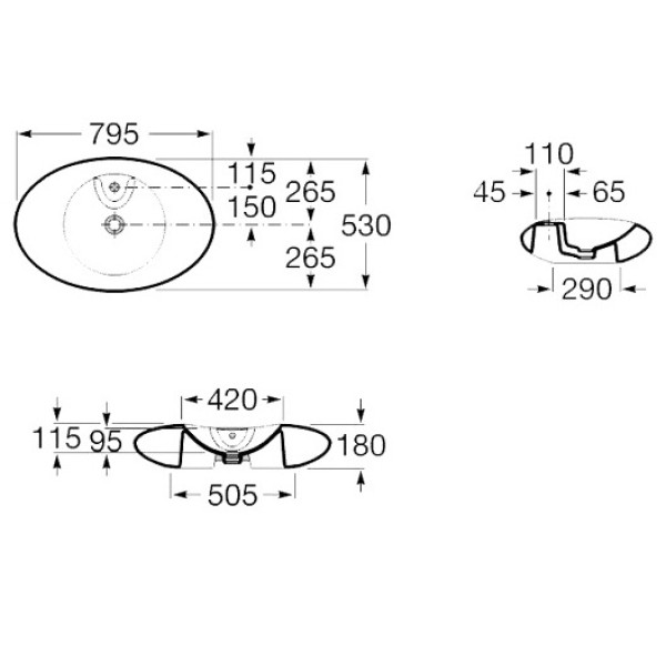 Раковина накладная Roca Veranda 79,5х53 (327447000) Раковина накладная Roca Veranda 79,5х53 (327447000)