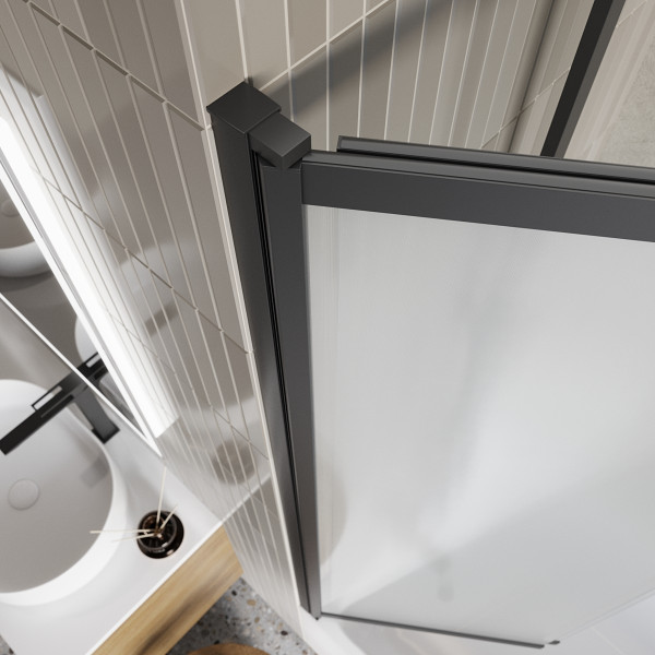 Шторка душевая для ванны BelBagno Luce 90x145 стекло матовое, профиль черный (LUCE-VF-11-90/145-P-NERO)