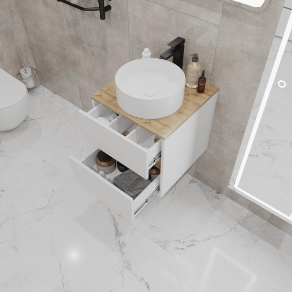 Тумба подвесная 1Marka Veil 500x500x500 белый/дуб ватан (Ц0000035551)