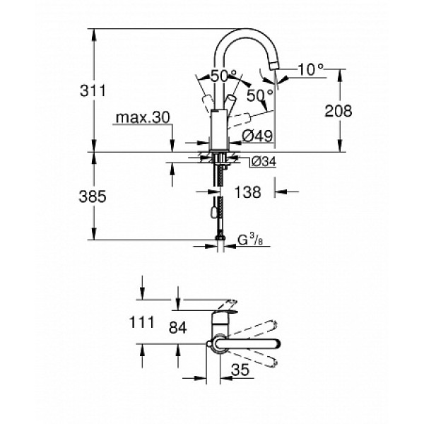 Смеситель для раковины Grohe Eurosmart 2015 (23743002) Смеситель для раковины Grohe Eurosmart 2015 (23743002)