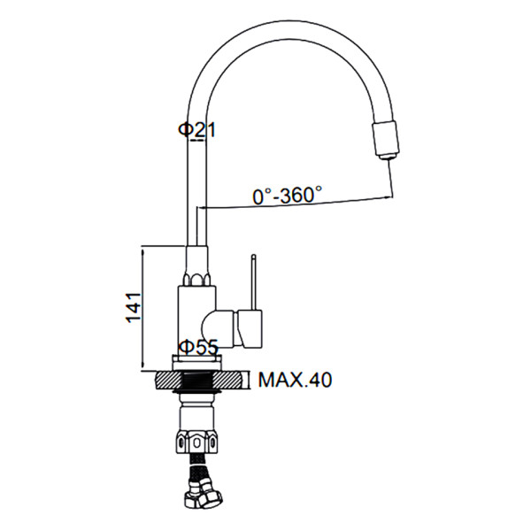 Смеситель для кухни Ledeme с гибким изливом хром (L74004-16) Смеситель для кухни Ledeme с гибким изливом хром (L74004-16)