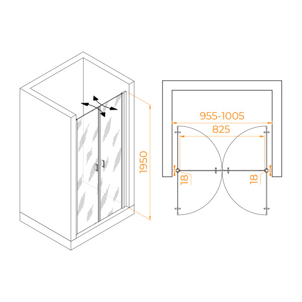 Душевая дверь RGW 100x195 стекло прозрачное, профиль хром (060810410-11) Душевая дверь RGW 100x195 стекло прозрачное, профиль хром (060810410-11)
