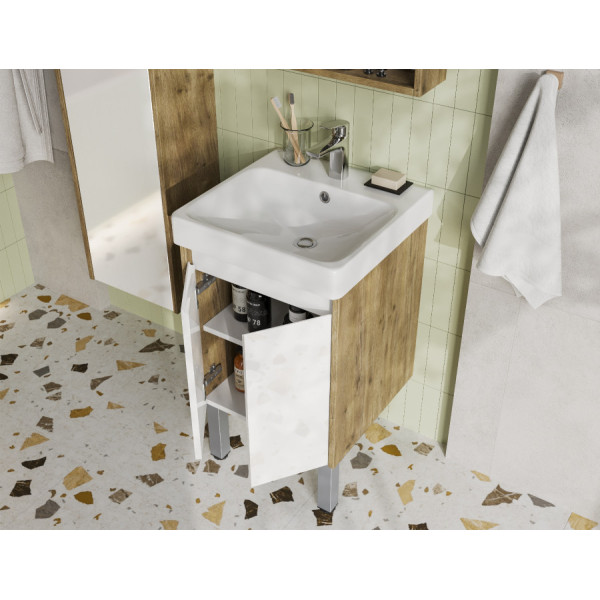 Тумба подвесная Aquaton Сканди 432x427x603 белый, дуб рустикальный (1.A278.7.01S.DZ9.0)