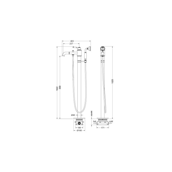 Смеситель для ванны Aquatek Классик золотой (AQ1545PG)