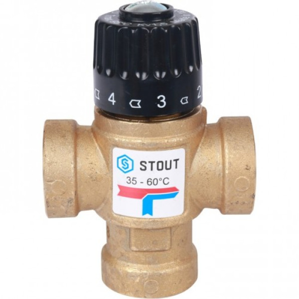 Вентиль термостатический смесительный Stout 3/4" ВР 35-60°C, KVs 1,6 SVM-0110-166020 Вентиль термостатический смесительный Stout 3/4" ВР 35-60°C, KVs 1,6 SVM-0110-166020