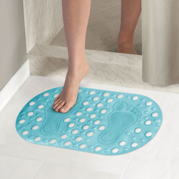 Коврик для ванной Melodia ПВХ Footprints овал массажный 65x34cм голубой (MK001)