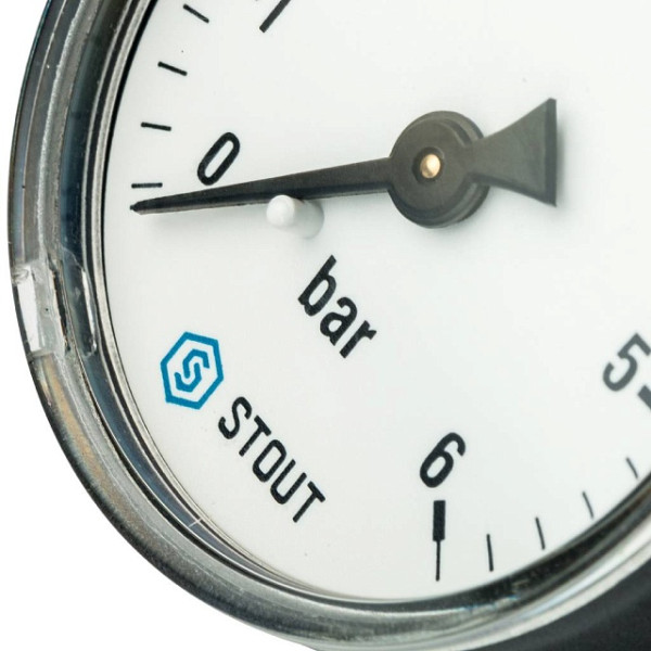 Манометр аксиальный 1/4" 63 мм (0...6 бар, кл.2.5) Stout (SIM-1009-630608)
