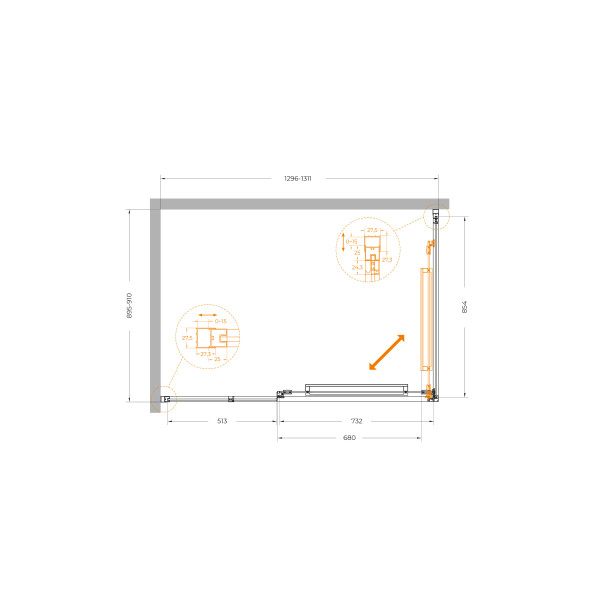 Душевой уголок Cezares Lux 130x90x195 стекло прозрачное, профиль хром (LUX-AH-FS-11-130/90-C-CR)