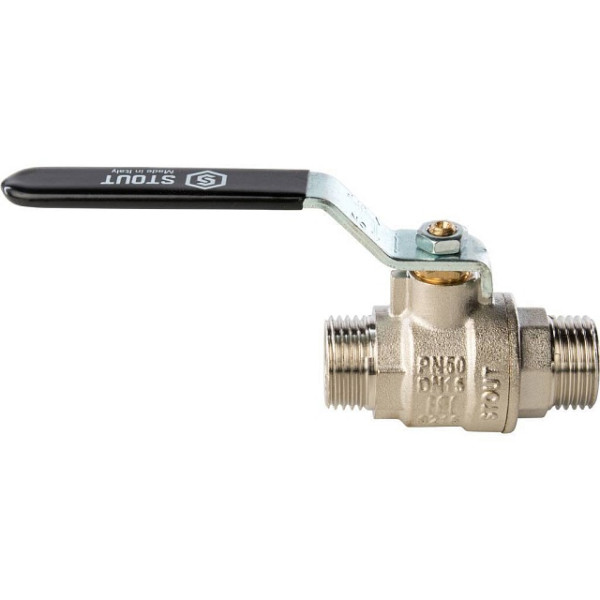 Кран 1 1/4" НН шаровый Stout (черная ручка, полнопроходной) (SVB-0005-000032)