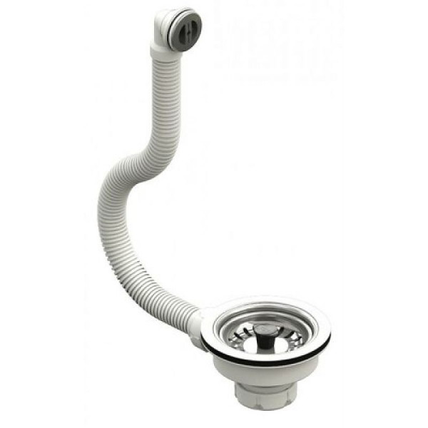 Выпуск для мойки Jimten 1 1/2"x115 мм. с круглым переливом S-637 cеточный, нерж.ст. (014071)