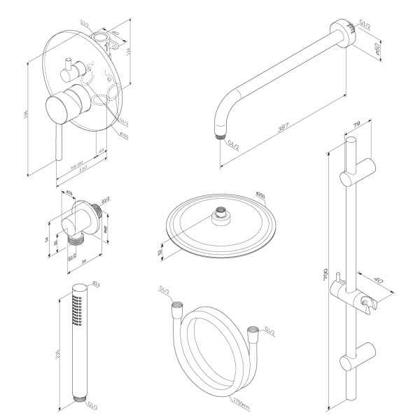 Душевая система Damixa Scandinavian Pure с душевым набором хром (936530000)