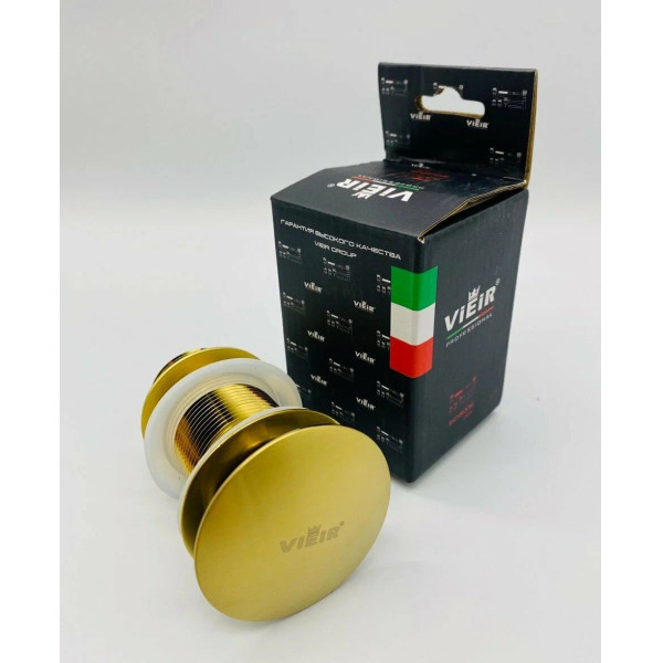 Донный клапан для раковины Vieir 1 1/4" (32 мм.), 67 мм. Quick Clac без перелива (латунь, золото) (VER21AS)