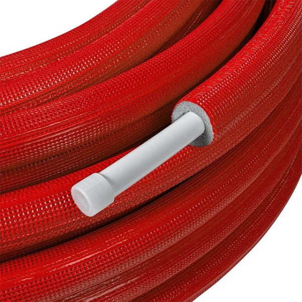 Труба металлопластиковая Stout 26x3,0 мм Stout в красной теплоизоляции (бухта 50 м) (SPI-0001-052630)