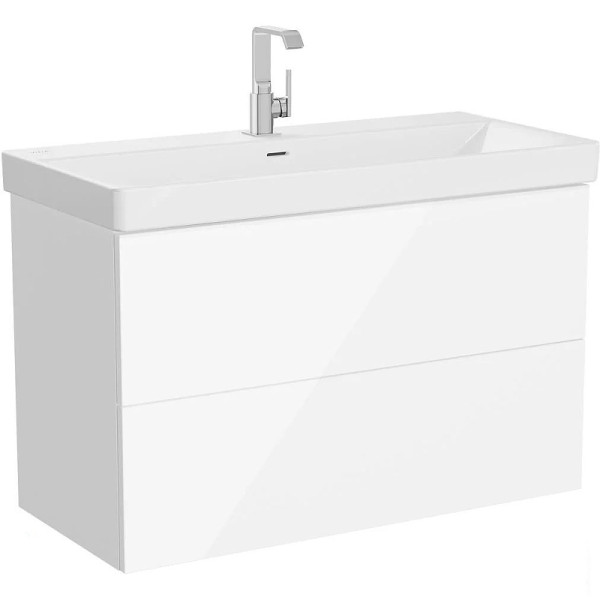 ТУмба подвесная Vitra Metropol Pure 100 см с раковиной c 2мя ящиками, с подсветкой в верхнем ящике, глянцевый белый (67333)