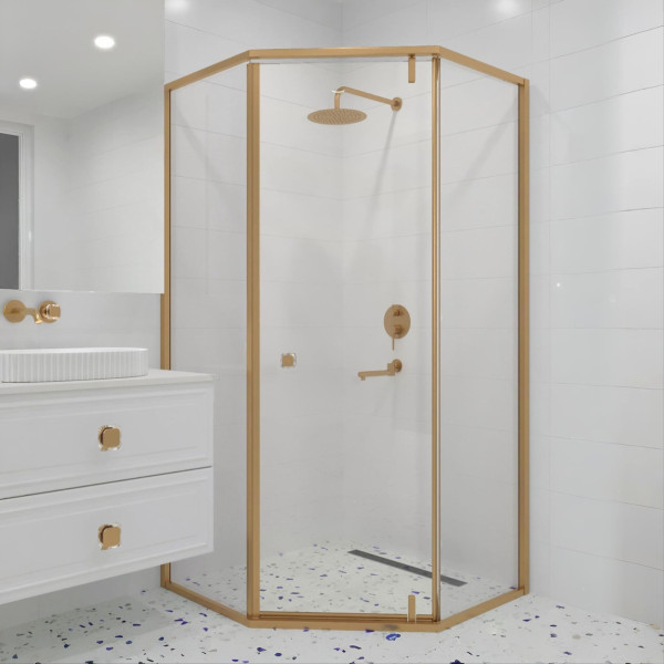 Душевой уголок RGW HO-088-G 900x900 стекло прозрачное, профиль золото BRUSH (350608899-16)